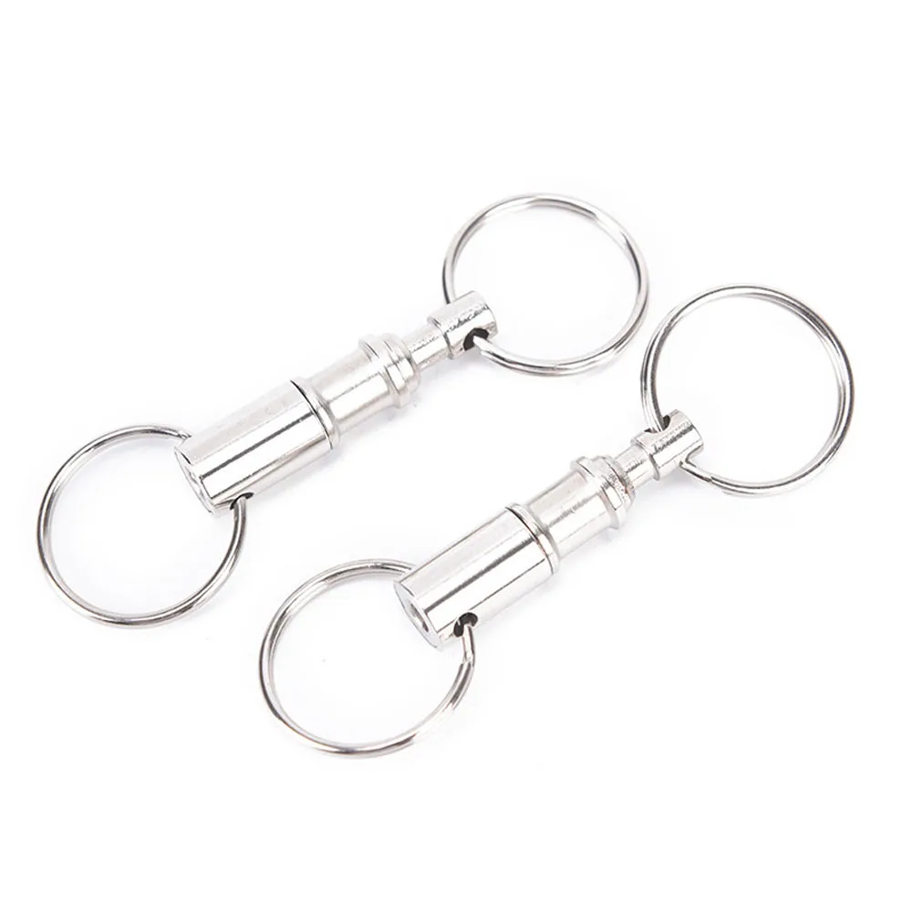 1PC Quick Release Pull-Apart Steel Chrome Plated Key Rings Key Accessories Removable Keyring