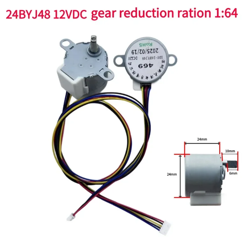 24BYJ48-469 DC  Motor 12V Security Monitoring for Stepper Motor 4-Phase 5-Wire Gear Reduction Ration 1/64