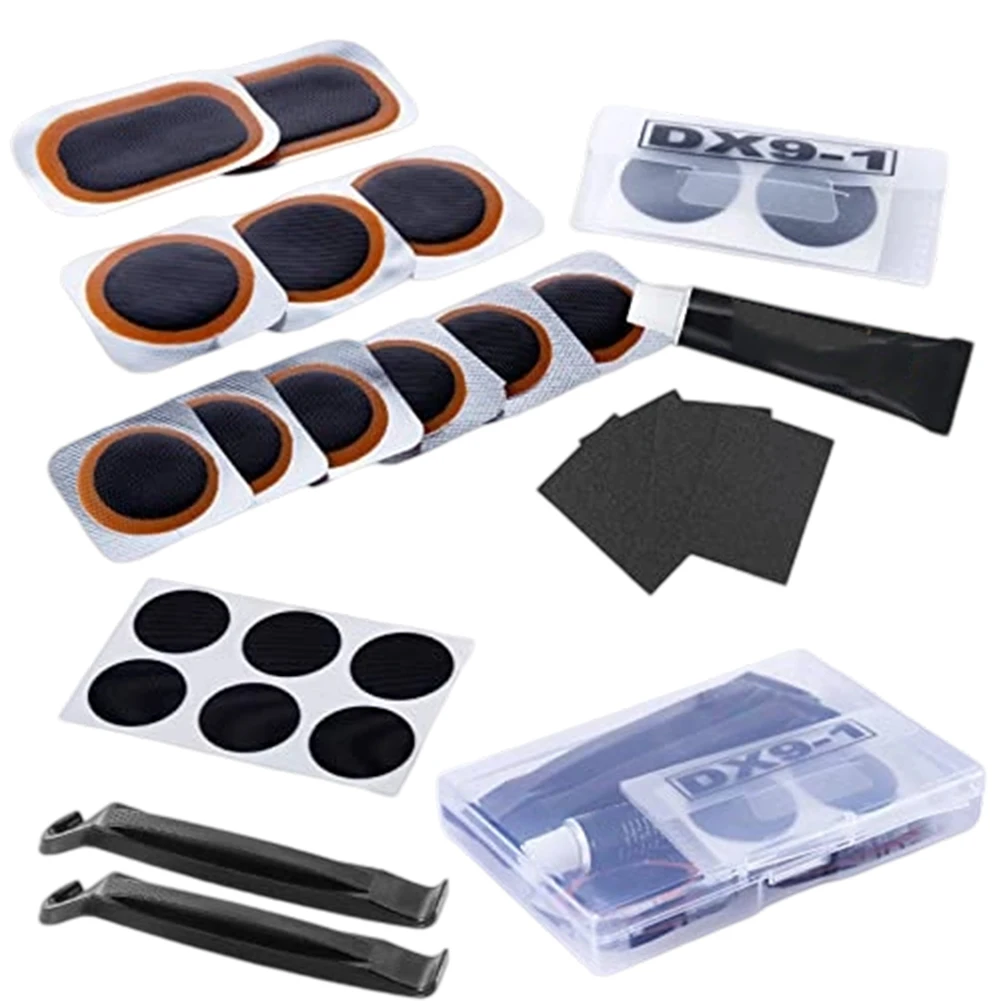 

Компактный комплект для обслуживания велосипеда, 120 г, комплект для ремонта велосипеда, вулканизированные патчи, металлические напильники широкой совместимости в комплекте