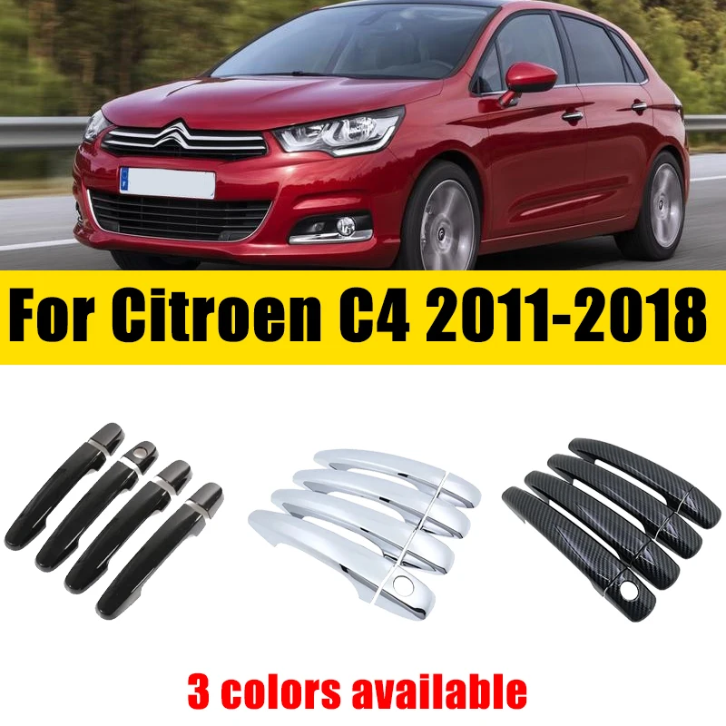 

Door Handle Cover Trim Chrome For Citroen C4 MK2 Lounge B7 2011-2018 2012 2013 ABS Chrome Anti-scratch Luxurious Car Accessories