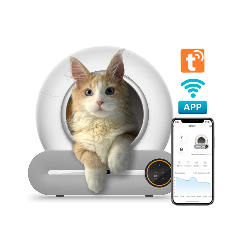 2024 private label oem smart app control self cleaning automatic wi-fi cat litter box