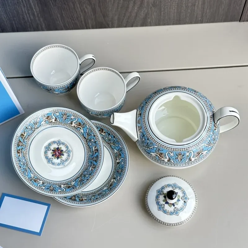 British Coffee Set with Silk Road, Food Plates, Afternoon Tea Cups, Teaware, Dinnerware, Tableware for Kitchen