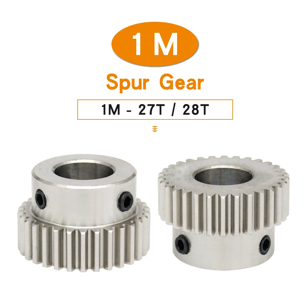 1 Piece Worm Gear 1M-27T/28T Bore Size 6/8/10/12/14 mm 304 Stainless Steel Pinion Gear Teeth Thickness 10 mm Total Height 20 mm