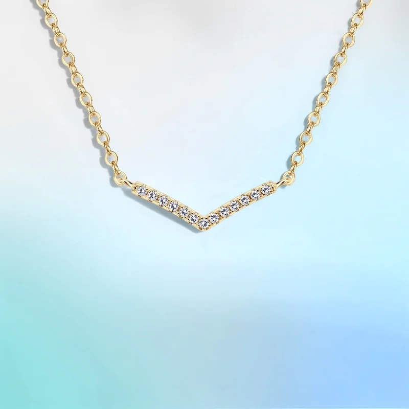 

0.07 ct Minimalist Geometric Moissanite Necklace S925 Silver Gold-Plated Luxury GBA Certified Jewelry for Women​ Free Gift