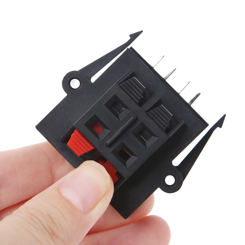 573A 4 Way 2 Row Push Release Connector Strip Block Plate Stereo Speaker Terminal Strip Block Plastic and Metal Material