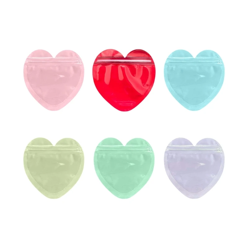 300Pcs Stylish Love Heart Shaped Jewelry Pouches Colorful Self Sealing Bags for Birthday Party and Wedding Gifts Packaging