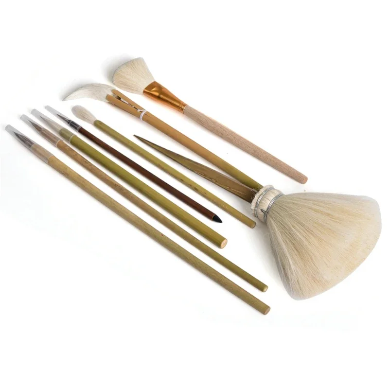 8PCS/Set Writing Brush Pottery Tools Painting Painted Hook Pen Sweep Dust Hydration Ceramic Clay Polymer Tool