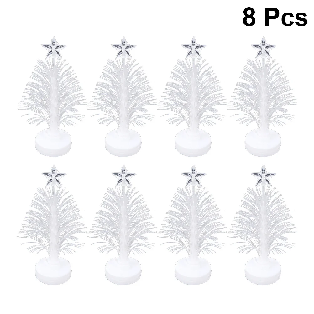 

8Pcs Christmas Tree Night Light LED Desktop Lamp Decorative Optical Fiber Light Party Home Bedroom Christmas Decoration Lighting