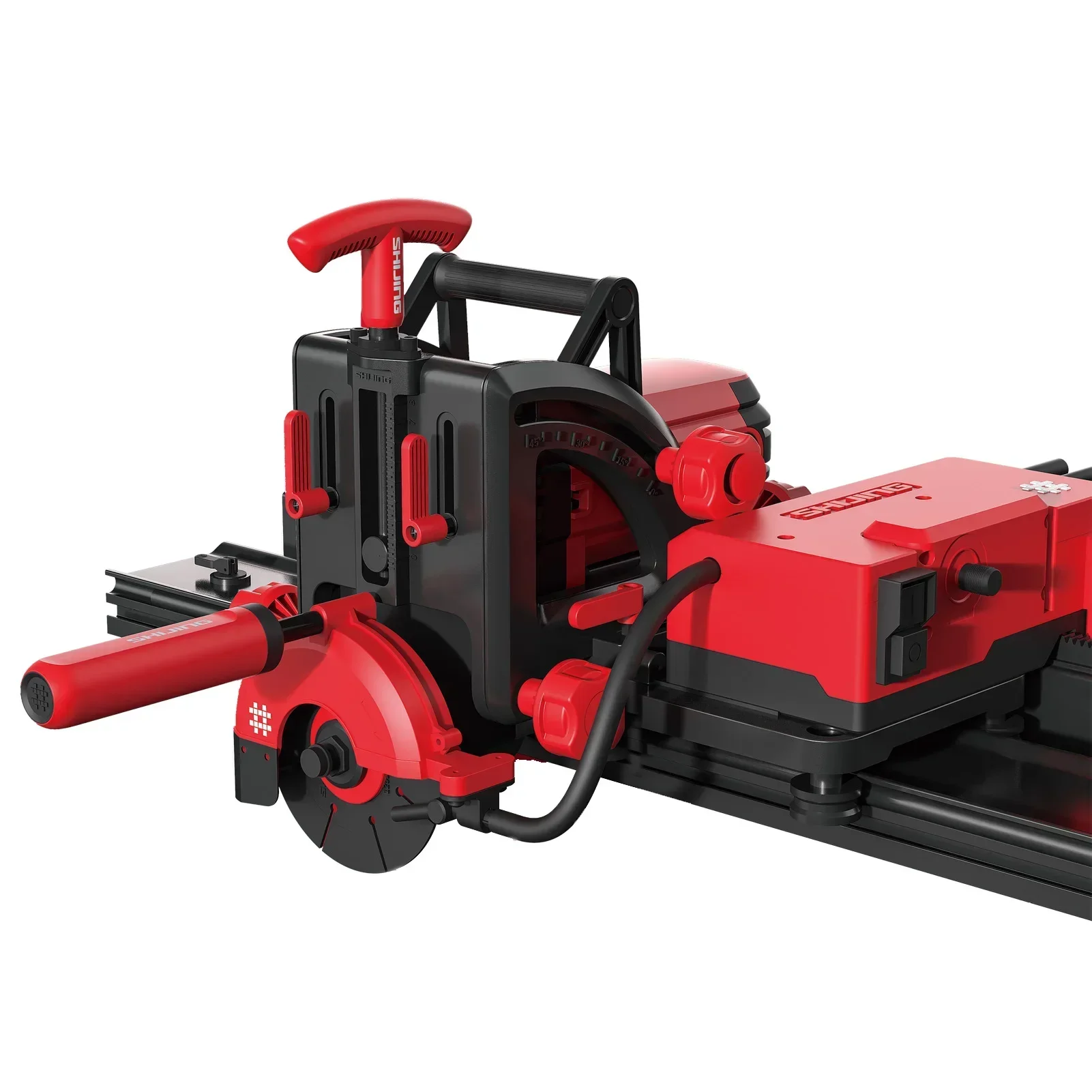 Portable Track 45 Degree Chamfer Electric Tile Cutter, Dust-Free Granite Stone Miter Vertical Large Slab Machine