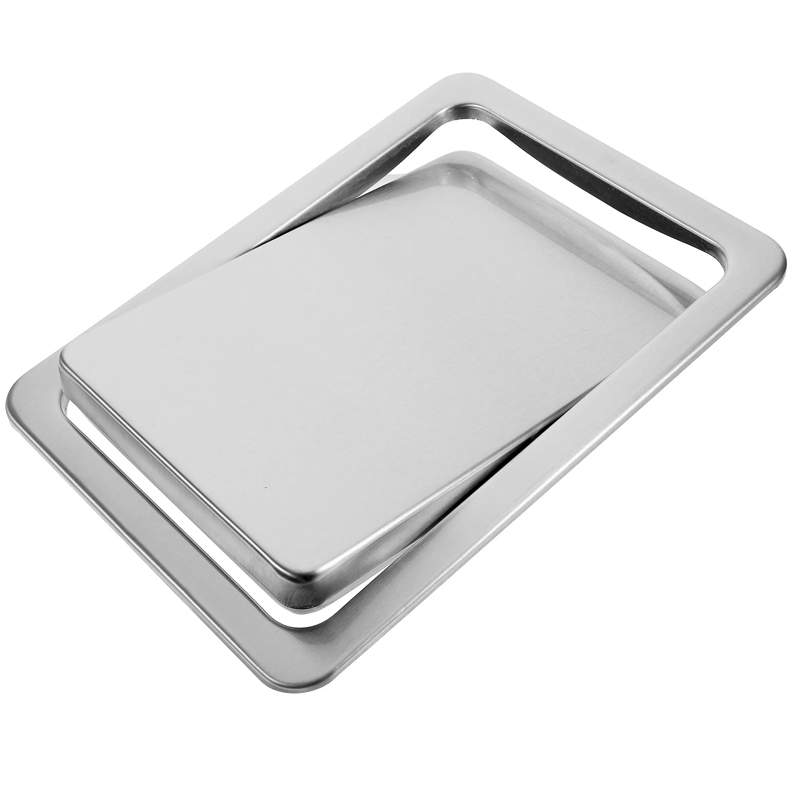 

Kichvoe Stainless Steel Recessed Trash Bin Lid Swing Flap Cover for Kitchen Bathroom Countertop Waste Bin 10.7X7.4X1.3 Inch