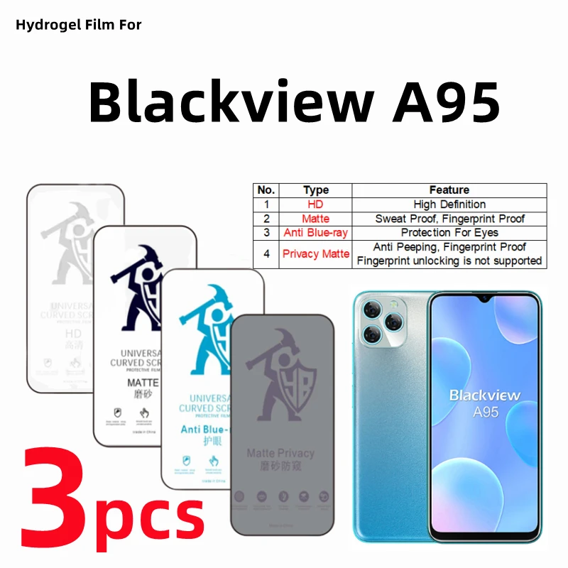 3pcs HD Hydrogel Film For Blackview A95 Matte Screen Protector For Blackview A95 Eye Care Anti Spy Matte Protective Film