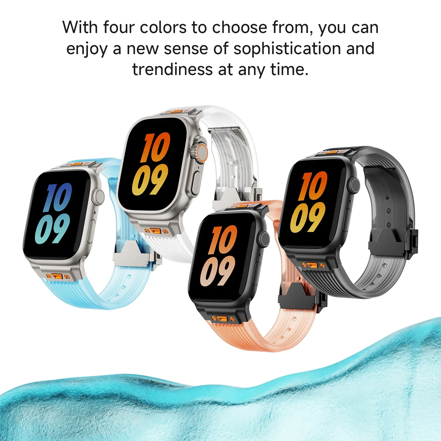 Glacier Silicone Band for Apple Watch Ultra 2/1 49mm Sports Strap for IWatch Series 10 42mm 46mm 9 8 7 Se 6 5 4 3 44mm 45mm