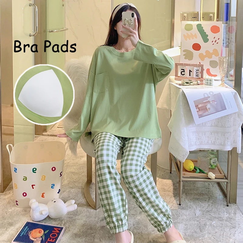 Autumn Winter Cotton Cute Women Pajama Sets Girls Sleepwear Fashion Loungewear Pajamas for Women Korean Long Sleeve Pijamas