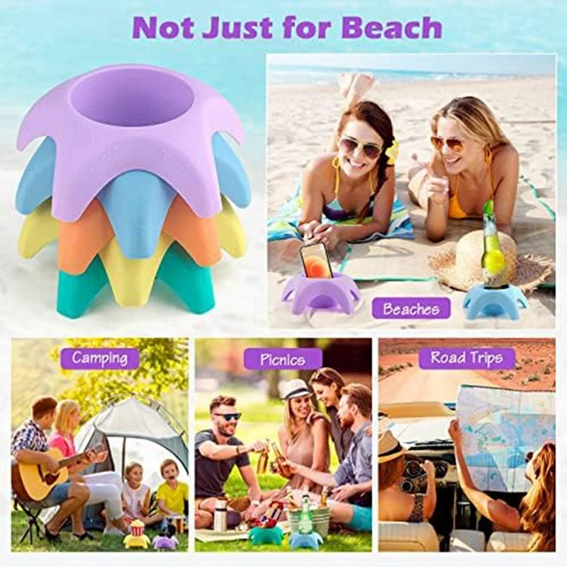 Beach Vacation Essentials Replacement Parts Accessories Beach Cup Holders, Sand Coasters, Beach Travel Essentials For Women