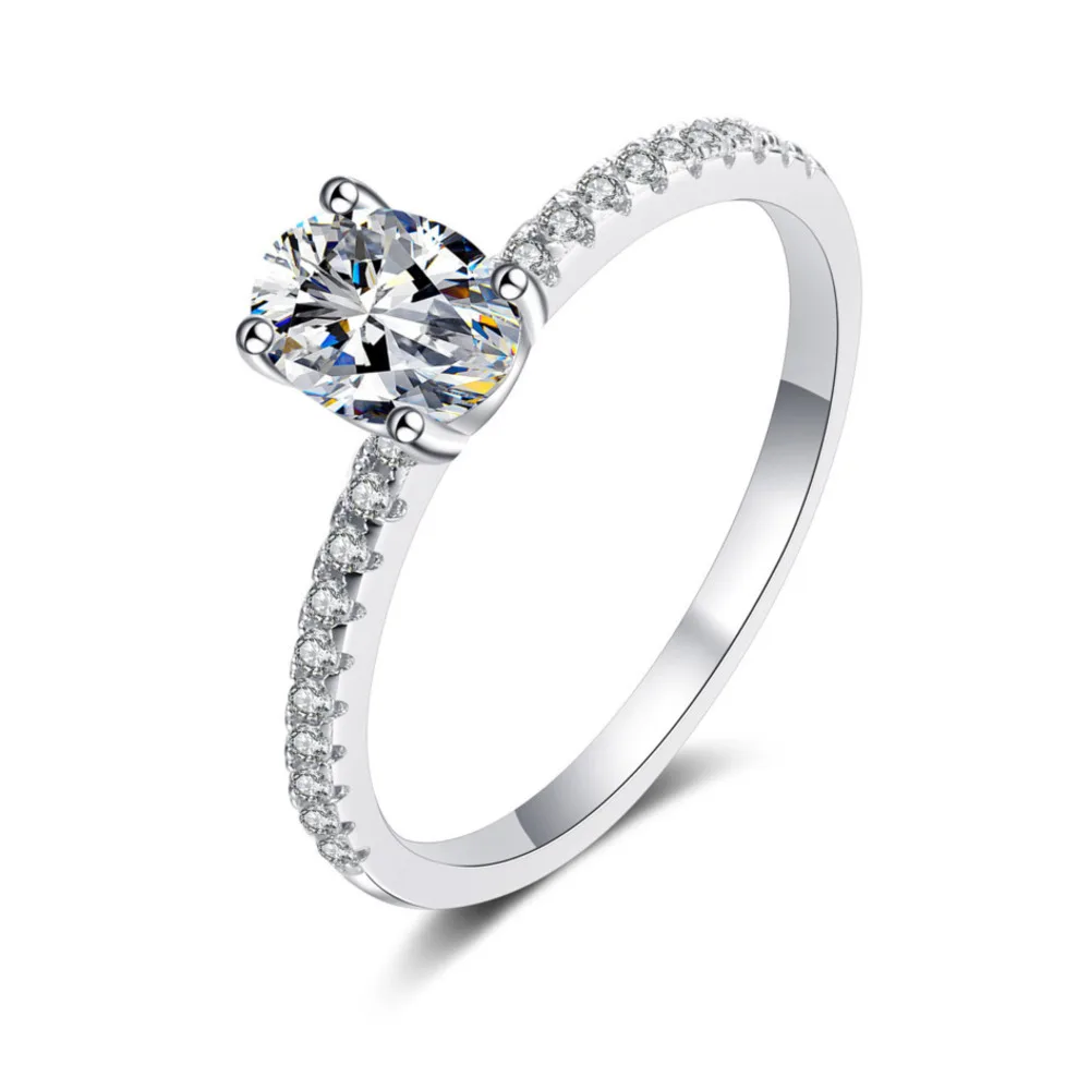 

Кольцо женское GL 1CT из стерлингового серебра S925 с овальным муассанитом D VVS1, элегантное ювелирное украшение