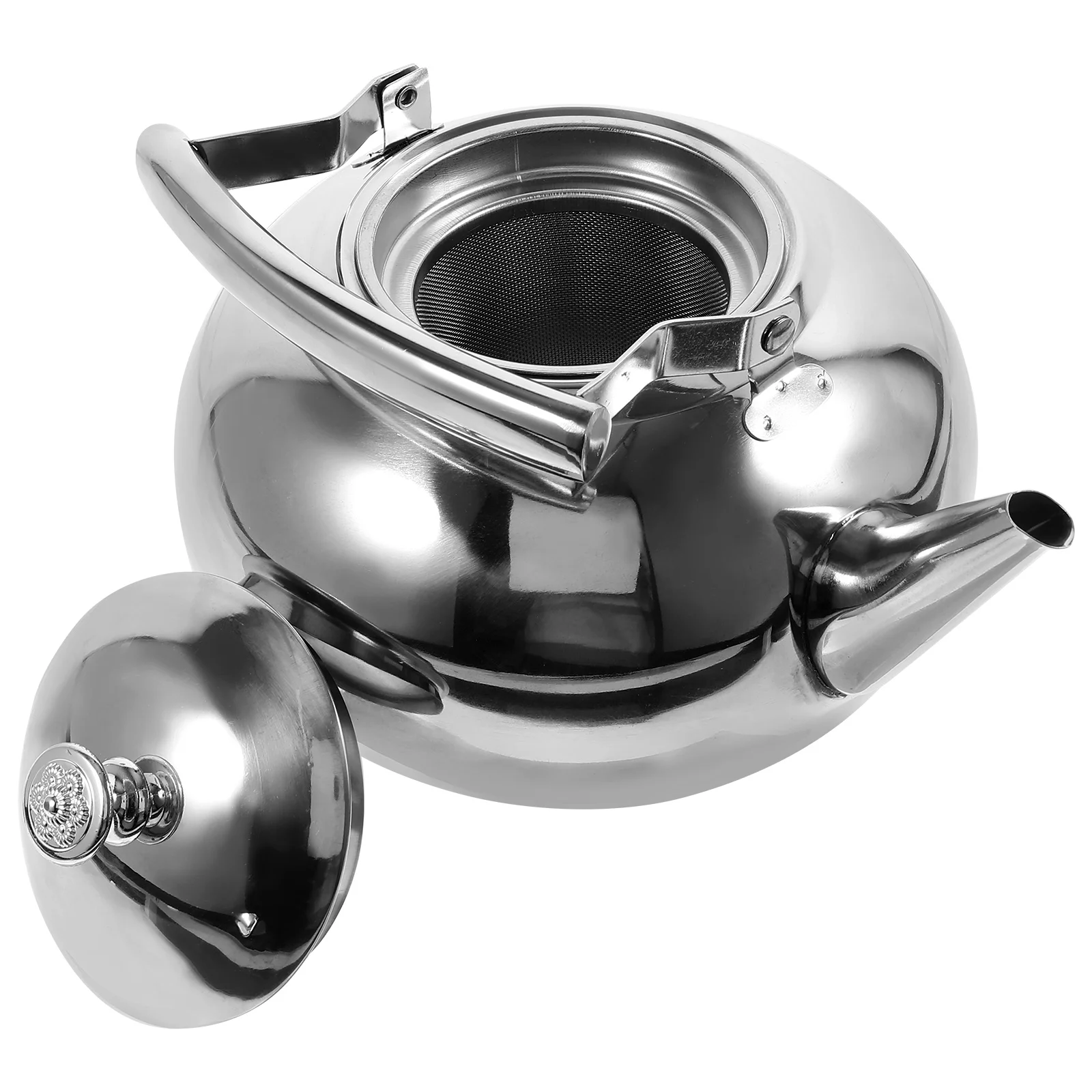 

Stainless Steel Tea Pot Teakettle with Filter for Stove Kettle Travel Lightweight Heat Cold Resistance Home Use Kitchen Bar
