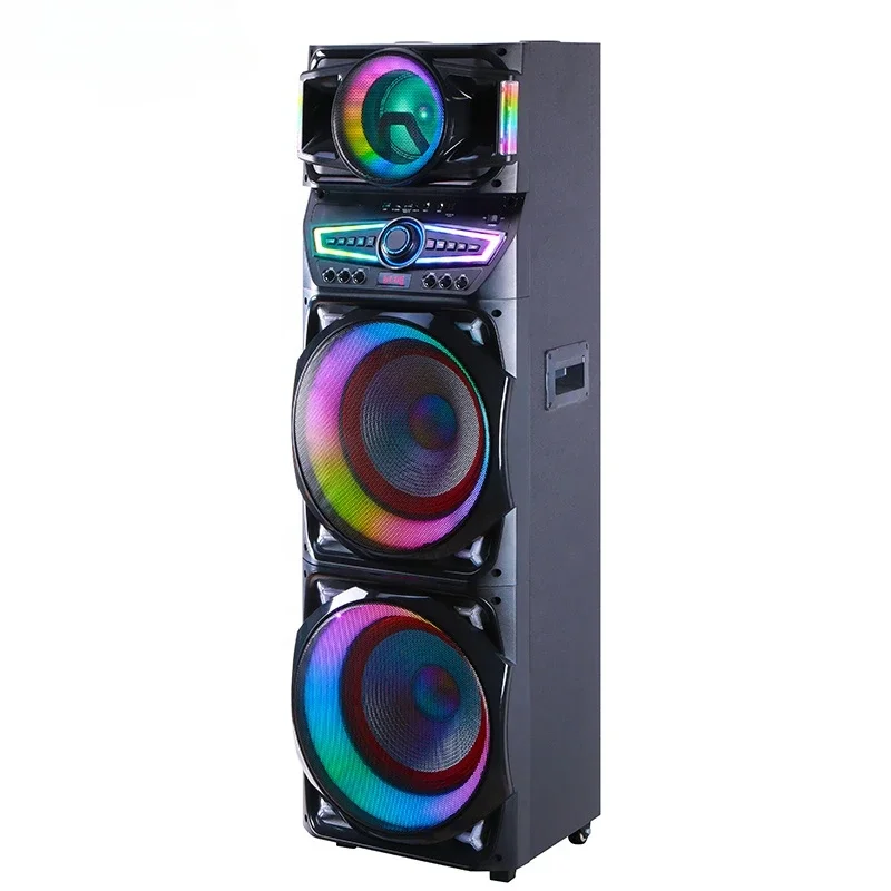 Factory Stock Portable Speaker Karaoke Double 15 Inch Audio Usb Active Speaker Led Partybox with Microphone for HS-TD15A9