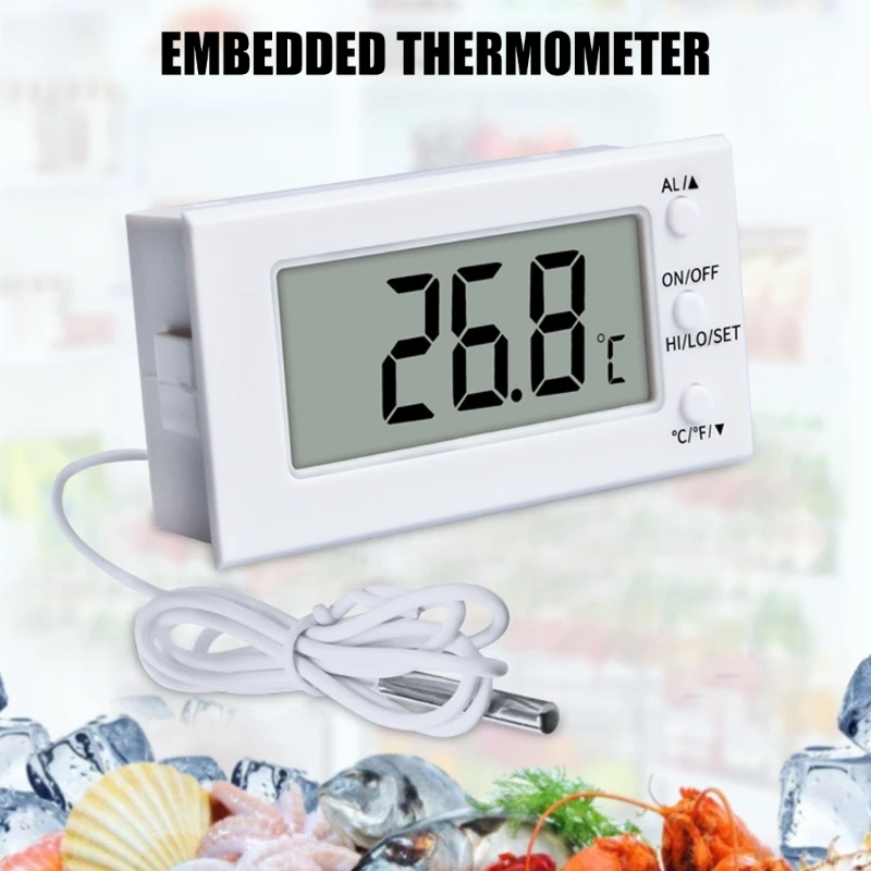 Digital Thermometers with Long Probe High Low Temperature Alarm -50 to 100℃/-50 to 300℃ Temperature Meter Battery Powered M4YD