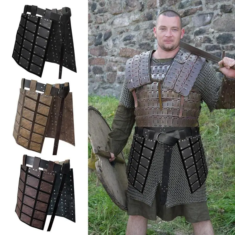 

Medieval Skirt Men Double Sides Protector With Belt Medieval Costume Thigh Belt Double Sides Thigh Waist Protector For Party