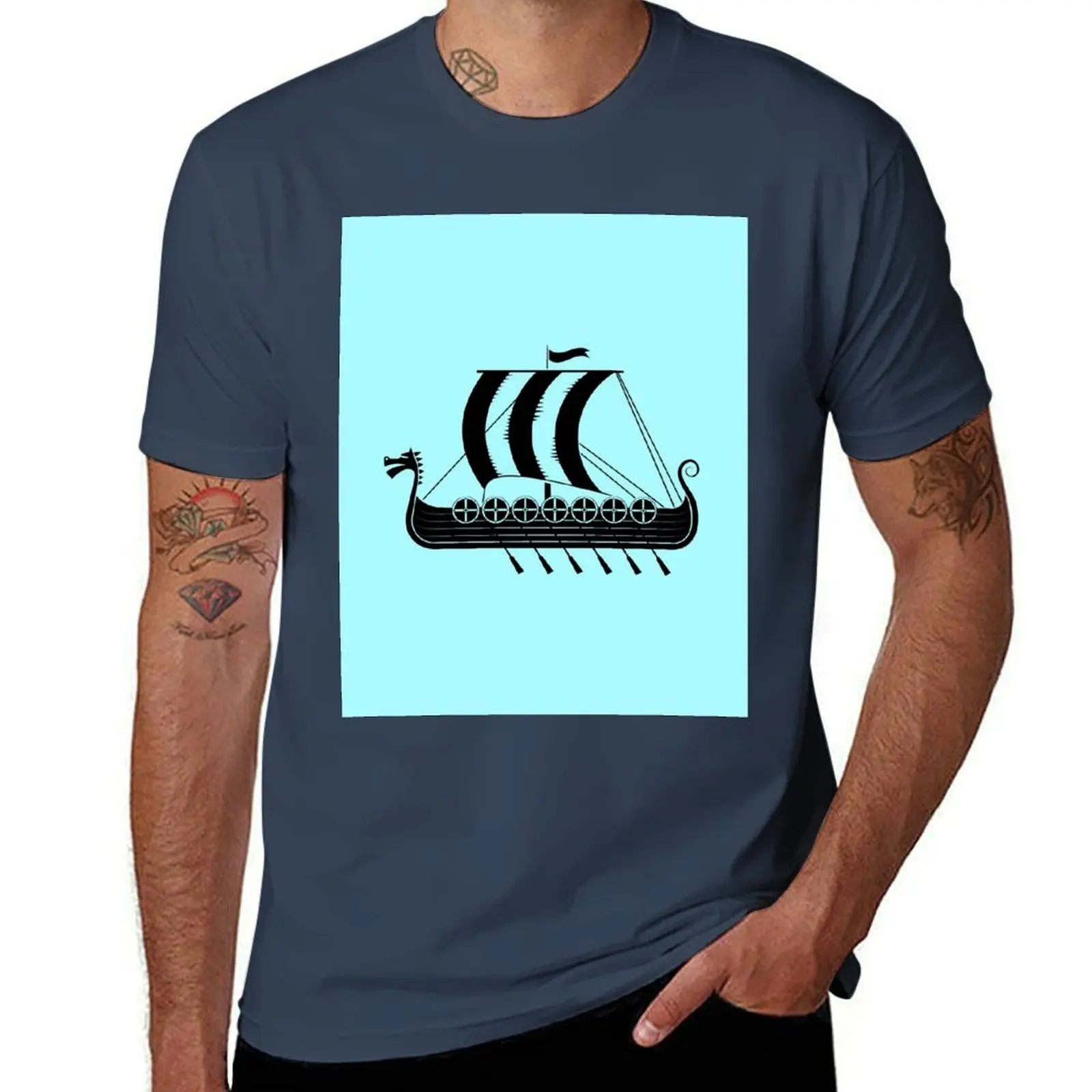 

ship Viking T-Shirt Stylish Graphic Short Sleeve Top