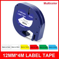 12mm 91201 Compatible for Dymo LetraTag 91201 12267 91202 91203 91204 91205 LT Label Tape for Dymo LT-100H XM 2000 Label Printer