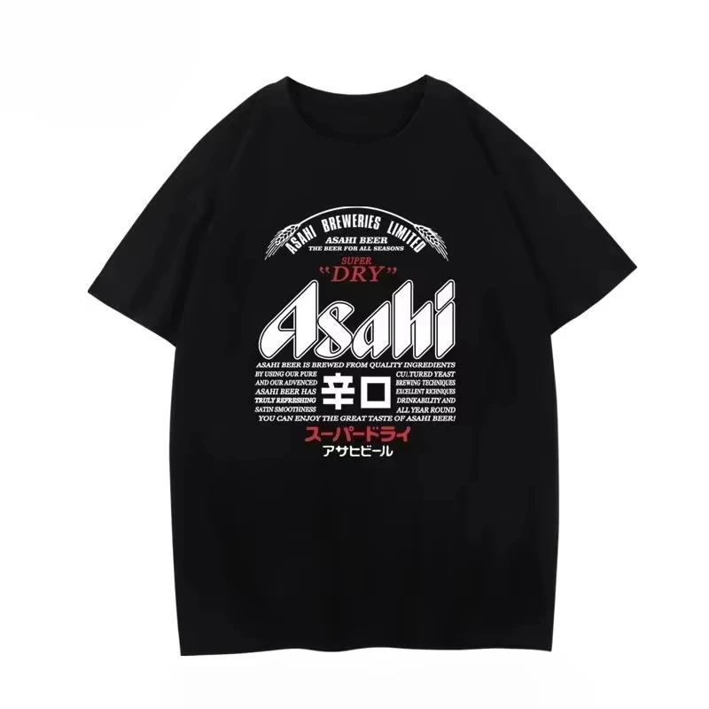 Camiseta de Verano 2026 con Estampado de Cerveza Asahi para Hombre, Manga Corta, Estilo Japonés de Lujo, Informal y Deportiva