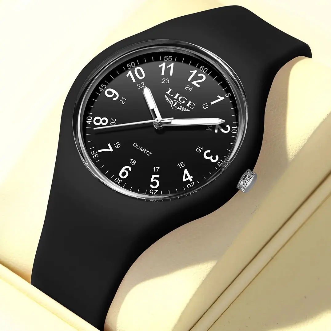 

LIGE Women's Watch new silicone 12/24 luminous waterproof fashion Ladies clock quartz women's wristwatch Relogio Feminino+BOX