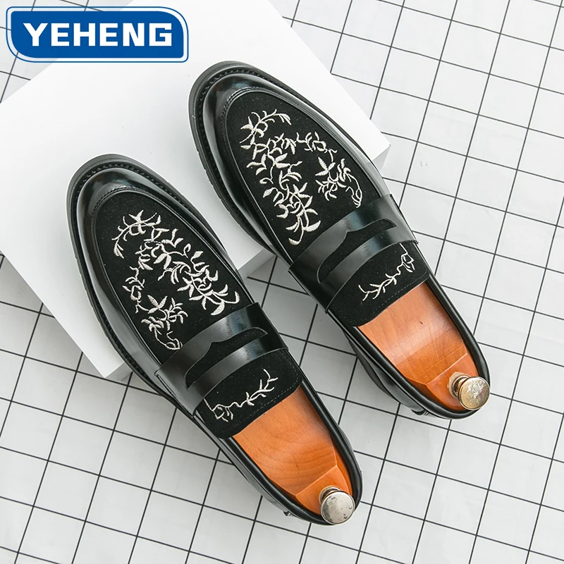 

Классические мужские кожаные туфли с вышивкой в стиле ретро, дизайнерские деловые оксфорды для поездок на работу, вечерние платья, мужские свадебные туфли в социальном стиле