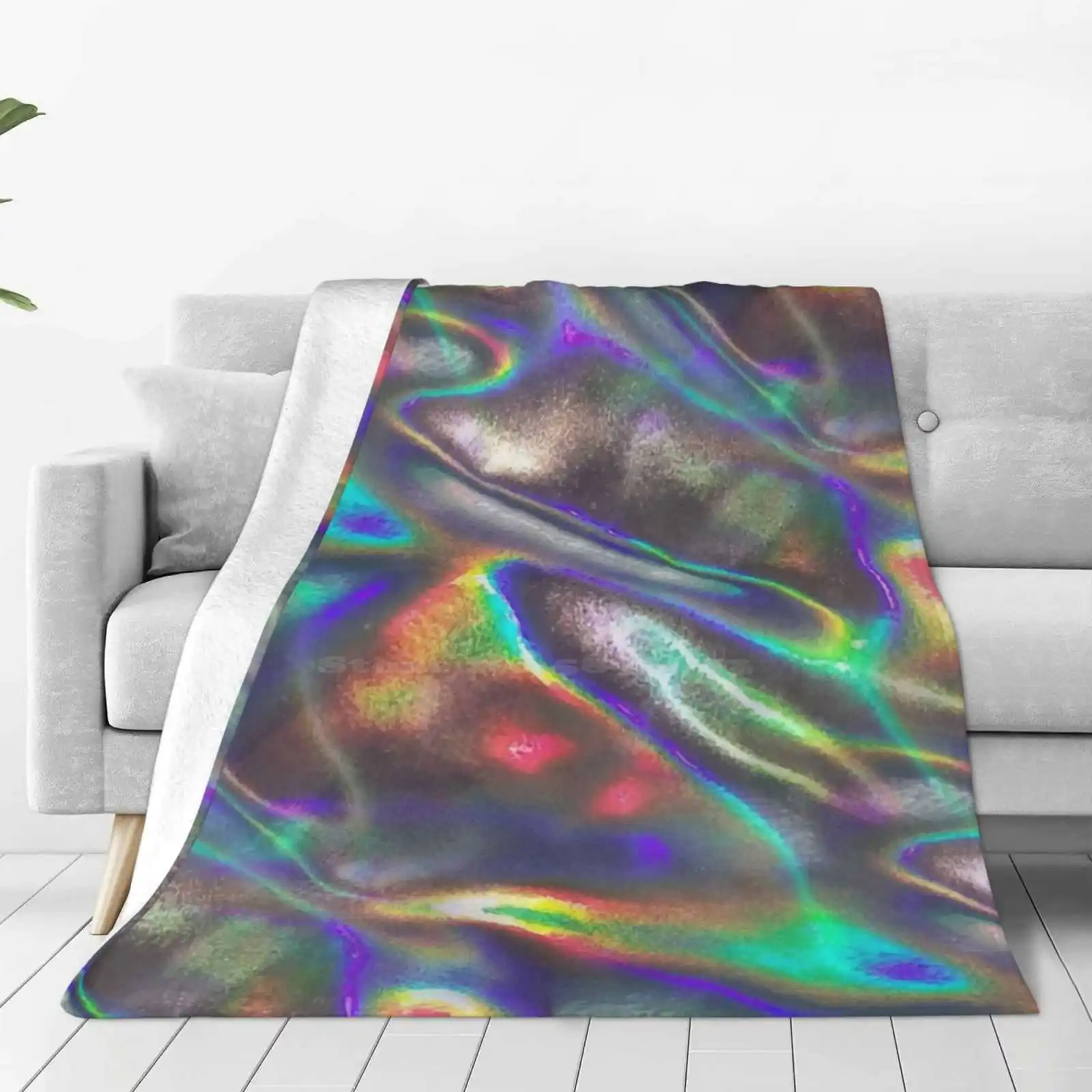 Holographic Print Latest Super Soft Warm Light Thin Blanket Holographic Hologram Aesthetic Foil Future Futuristic Glittering