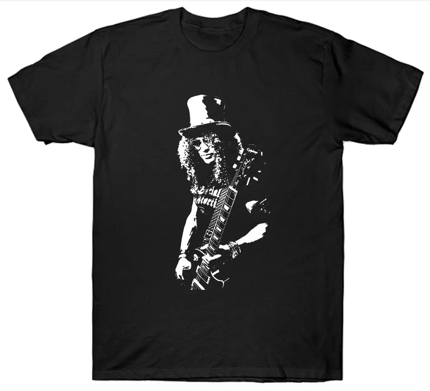 Slash Guitar 1970'S 1980'S Retro Guitarist Rock and Roll T Shirt. Short Sleeve 100% Cotton Casual T-shirts Loose Top Size S-3XL