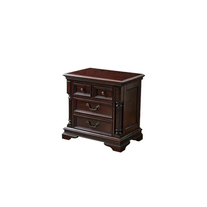 

American solid wood bedside table, all log gold wire teak retro solid wood bedside storage cabinet, Dilo Fort furniture