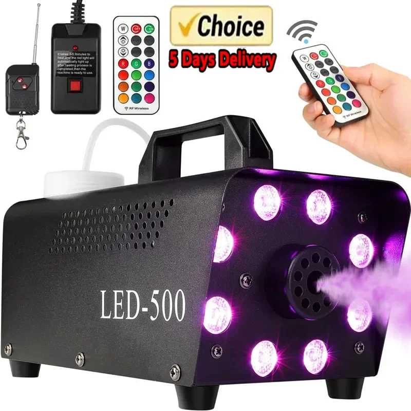 Disco Colorful Smoke Machine 500W LED Remote Fogger Ejector Dj Christmas Wedding Party Stage Light Effects Fog Machine