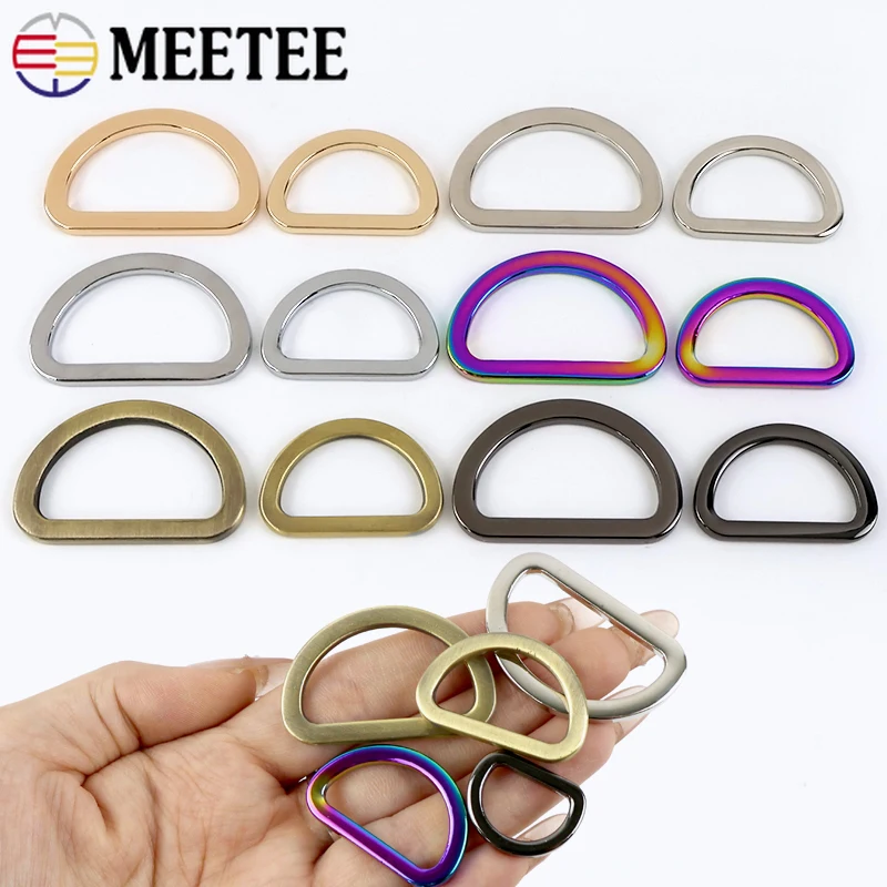 

50Pcs Metal D Ring Buckles For Bag Strap Belt Webbing Clasp Connector Leather Craft Handbag Loops Hooks DIY Sewing Accessories