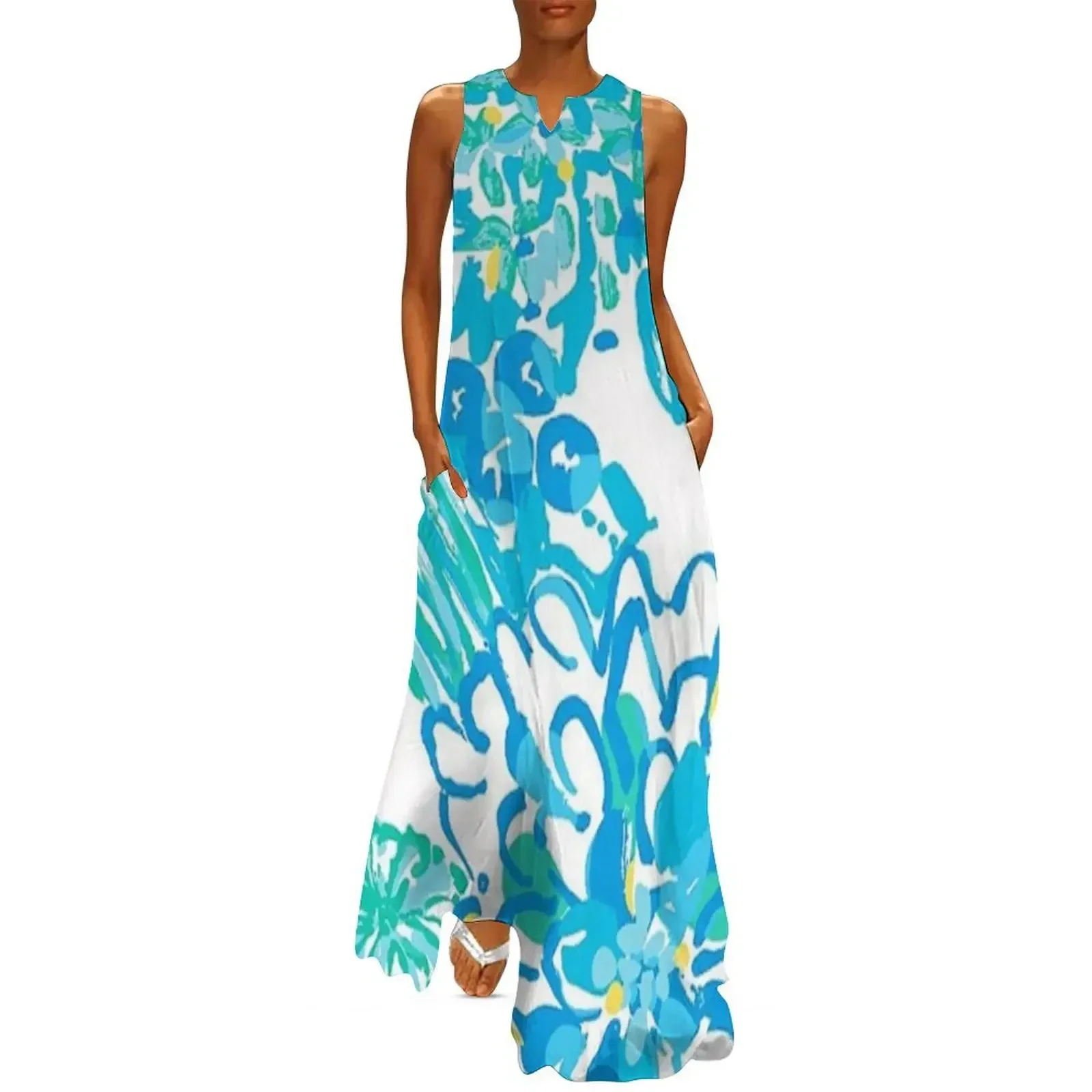 

blue white combination Long Dress Woman dresses Clothing women clothing 2025 new arrivals Dress