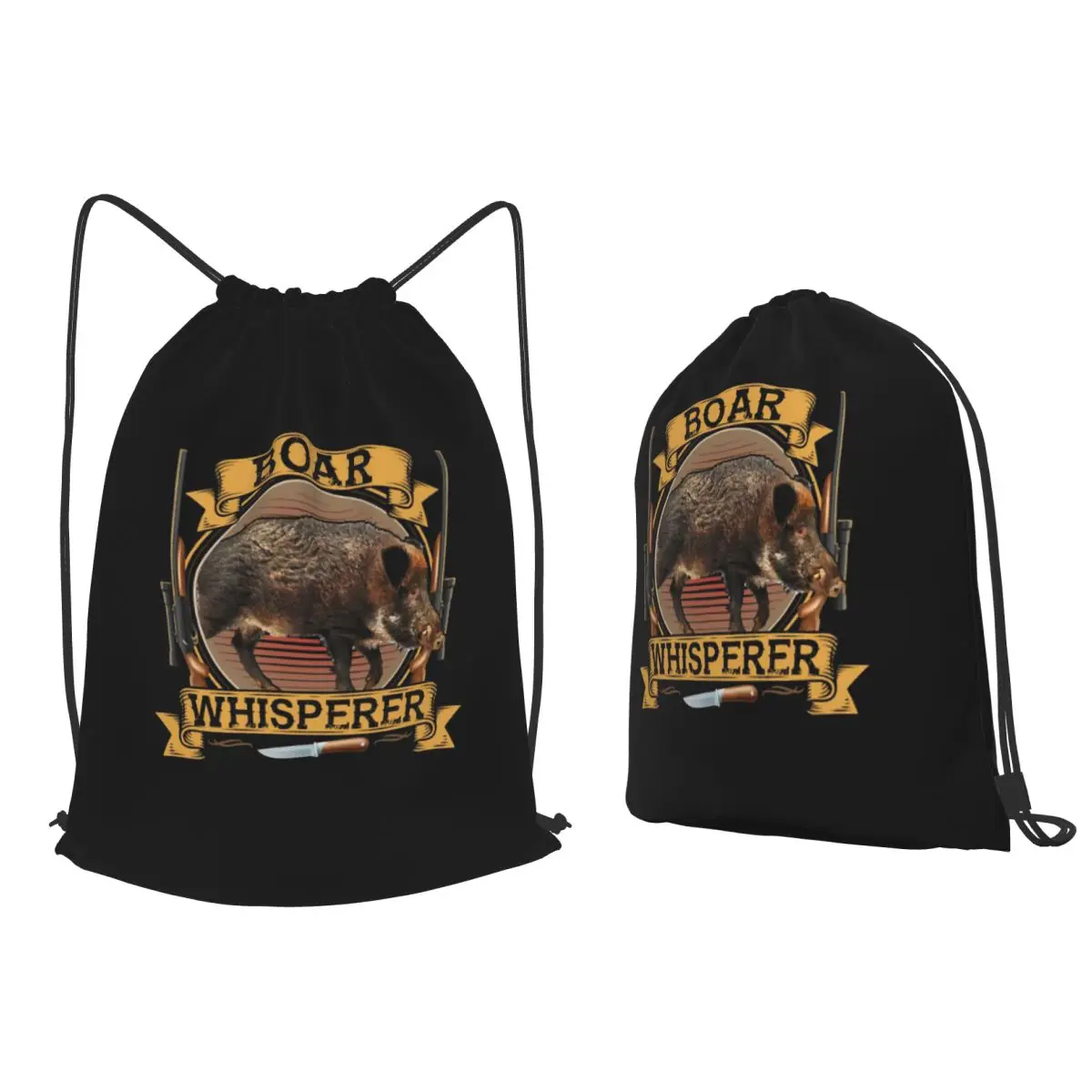 Hunters Hunting Boar Whisperer Backpacks Fashion Drawstring Bags Shoes Bag Book Bags for Man Woman School