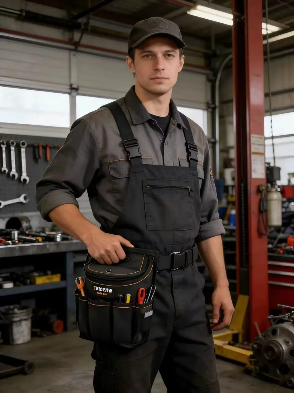 

T007 Tkigznw Tool Pouch with 15 Pockets for Workers - Durable Organizer for Hand Tools