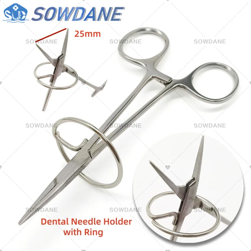 

1 piece Dental Mosquito Needle Holder With Ring Locker Hemostatic Locking Artery Surgery Crown Bridge Remover Ring Forcep