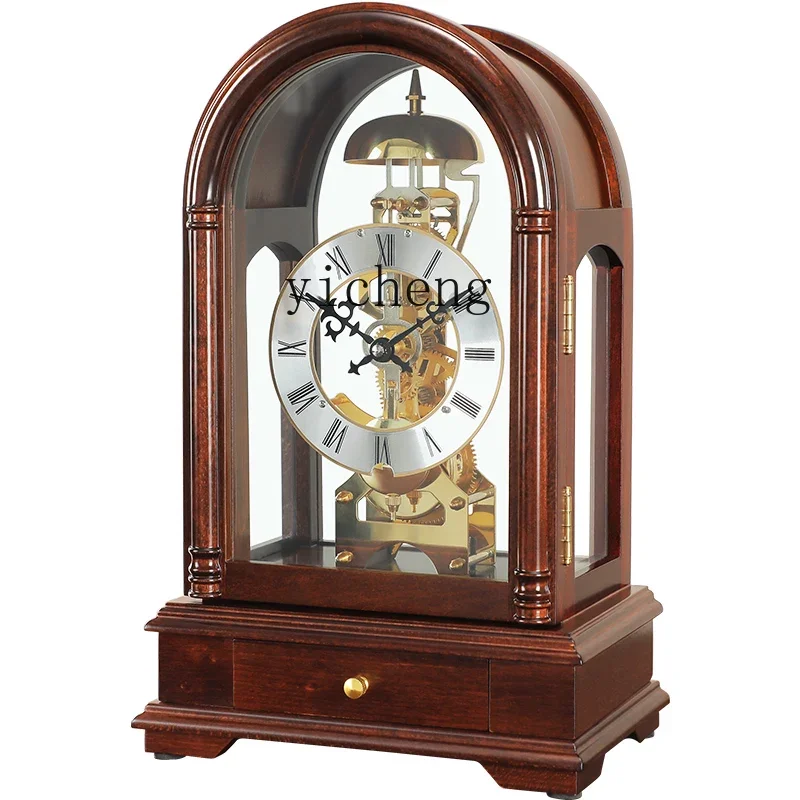 

XL European solid wood mechanical seat clock household desktop decoration ornament Polaris copper movement seat clock