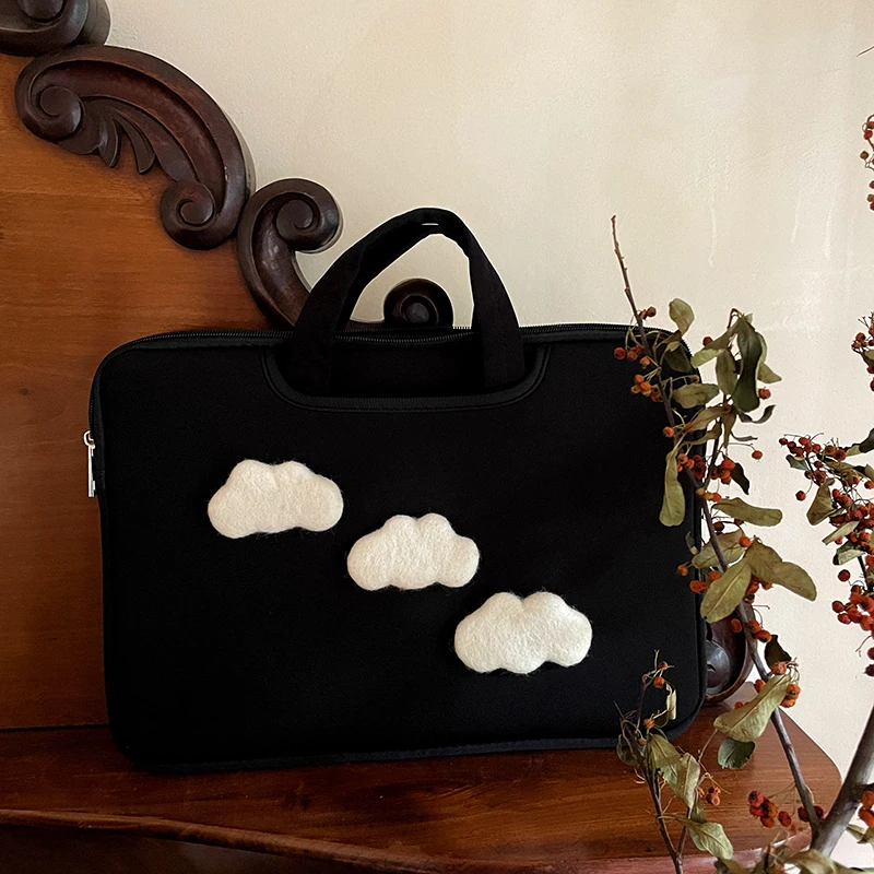 Cartoon Laptop Bag Female's Computer Travel Portable Handbag Korean Clouds Laptop Tablet PC Storage Pounch Women Briefcase