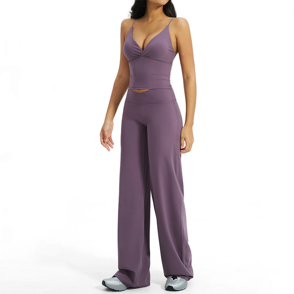 

Комплект из 2 предметов: женский спортивный костюм для йоги и фитнеса, комплект для спортзала, спортивный комплект с глубоким V-образным вырезом, женский ударопрочный комплект для бега, спортивная одежда