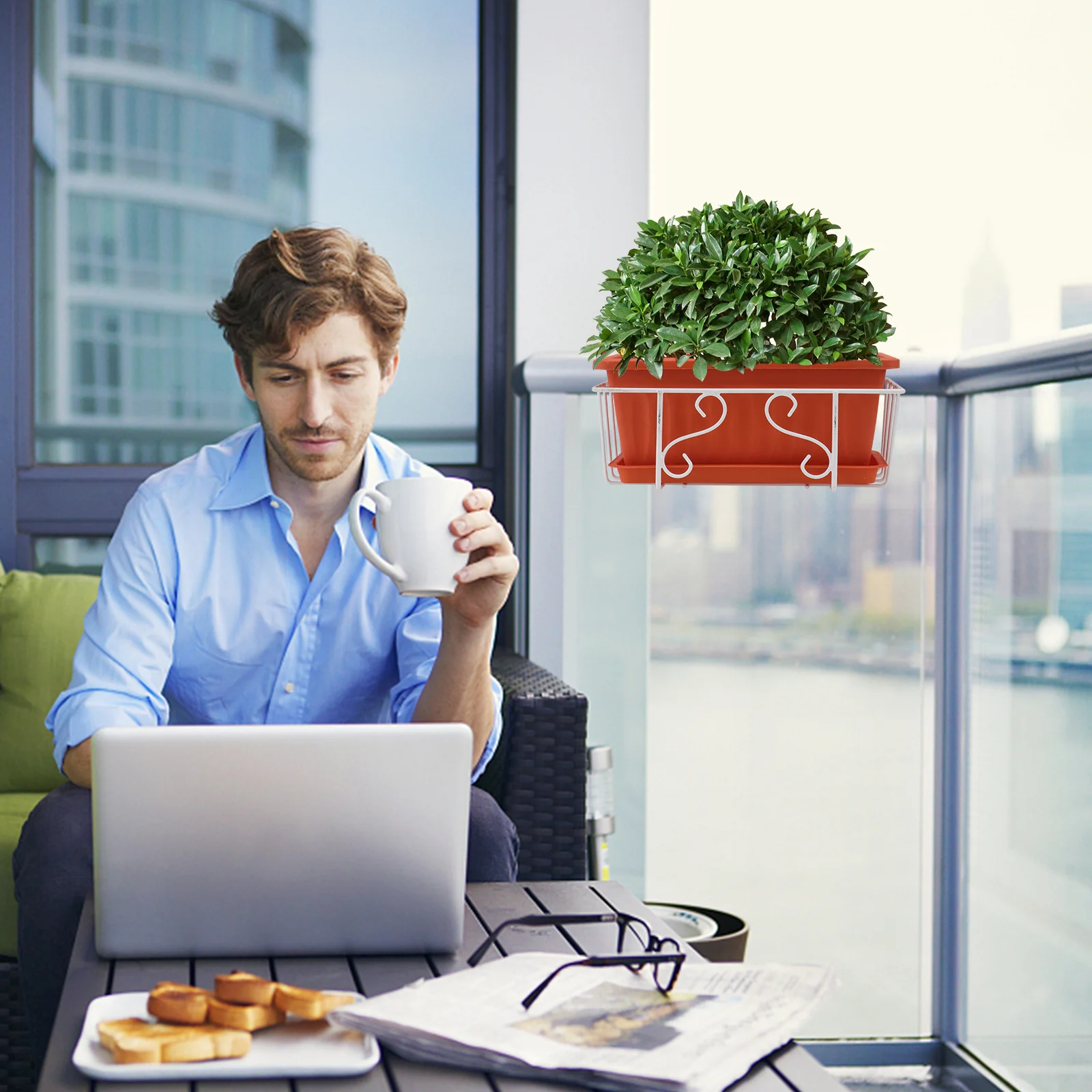 

1 set 1 Set Hanging Railing Flower Pot Plastic Planting Box For Balcony Gardening Supplies Home Decor Outdoor Use Multi-Function