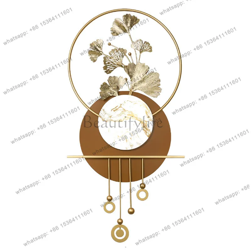 Modern simple entrance iron art creative light luxury ginkgo leaf decorative painting entrance corridor aisle mural