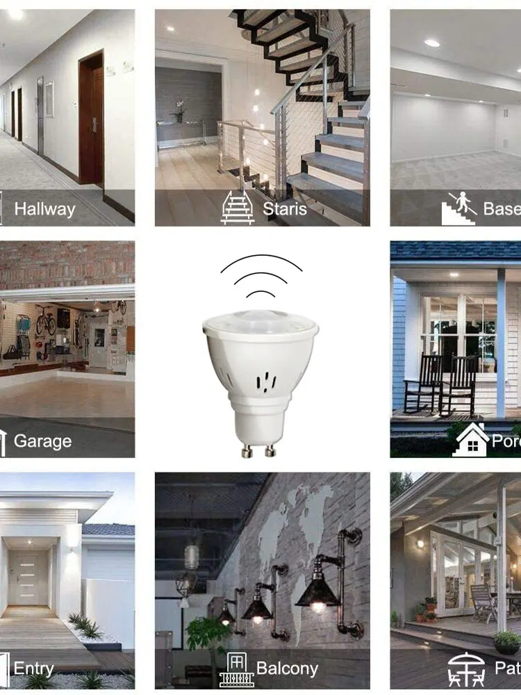 3 Watt GU10 Sensor Light LED Ceiling Downlight Spotlight 220-240V AC Courtyard Path Paver Night Light Gallery Light Bulb