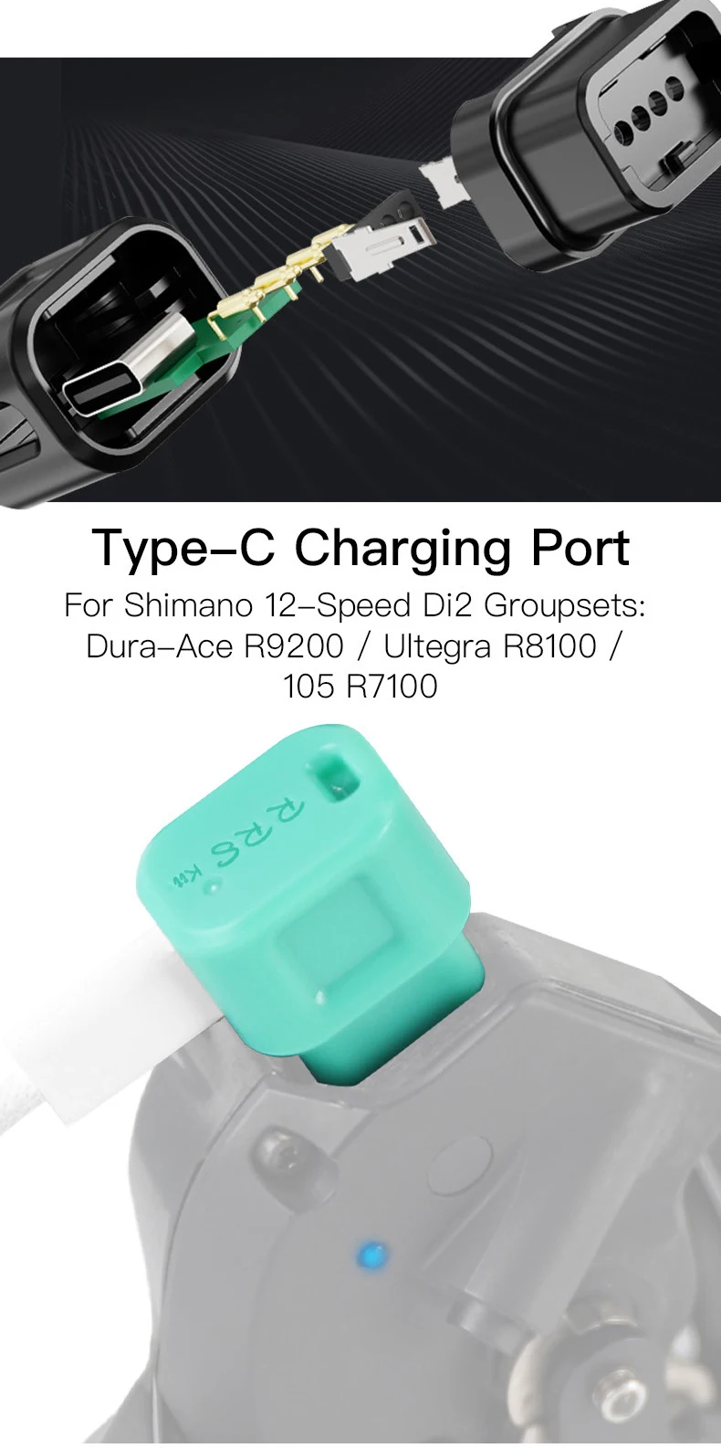 RRSKIT Batterieladegerät-Adapter mit Trageband für Shimano 12-Gang Di2 Dura-Ace R9200/Ultegra R8100/105 R7100 elektronisches Schalten – Detail 9