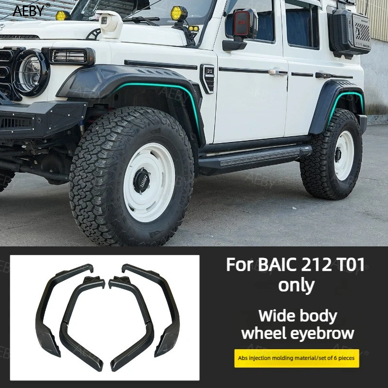 AEBY For BAIC 212 T01 Wide Body Fender Flares 6cm Wider ABS Plastic Off-Road Scratch-Proof Wheel Arch Trim 4PCS Set