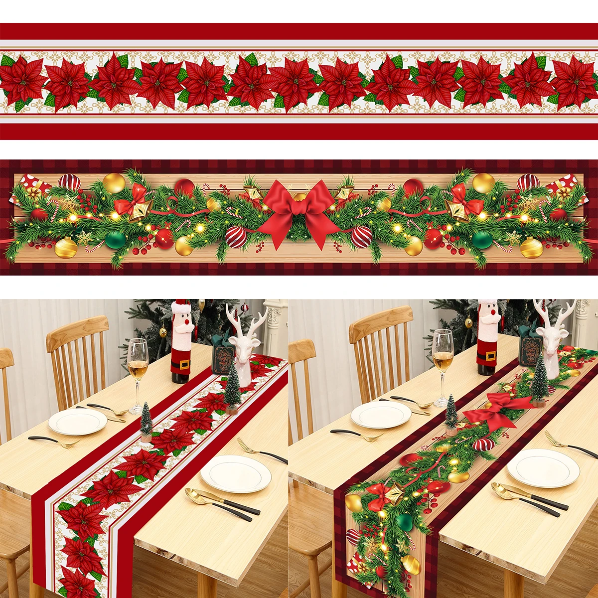 Christmas Table Runner Merry Christmas Decorations 2024 For Home Tablecloth Navidad Noel Kerst Xmas Gifts 2025 Home Table Decors