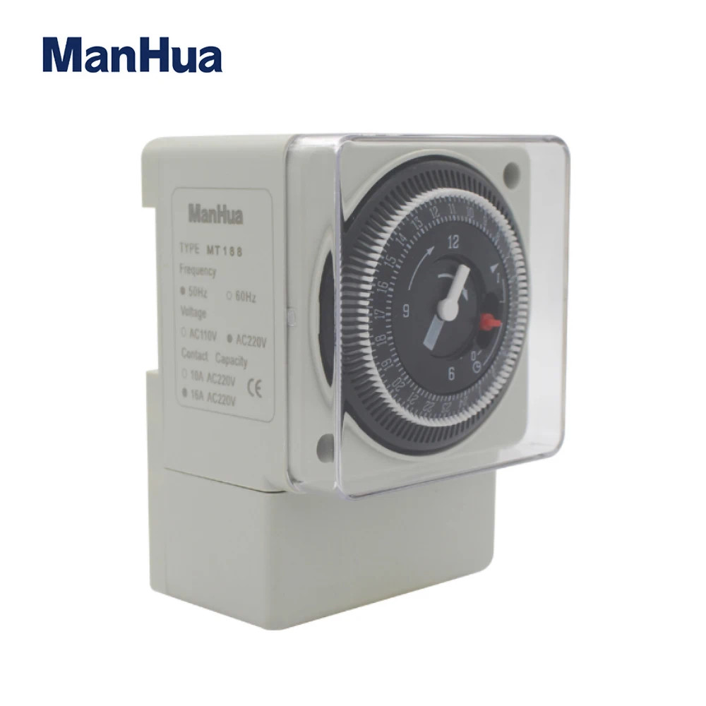 ManHua 24 Hours 16A AC220V 50Hz MT188 Din rail Mechanical Timer Switch  Countdown Energy Saving Controller Industrial