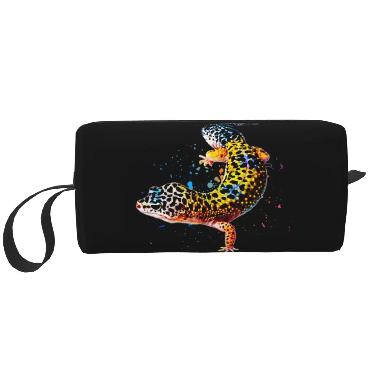 Custom Leopard Gecko Toiletry Bag Women Makeup Cosmetic Organizer Ladies Beauty Storage Dopp Kit Case