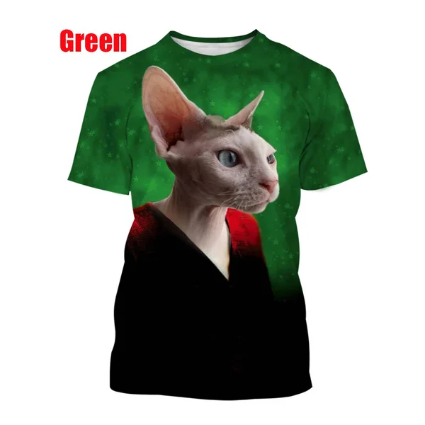 New Fashion Men Ladies 3D Sphinx Cat T Shirt Funny Print T-Shirt