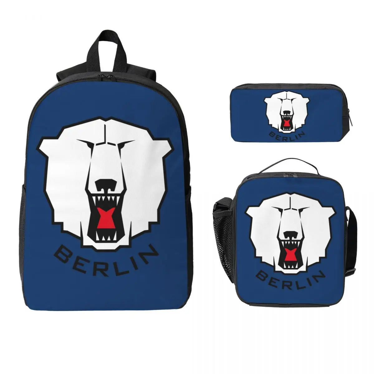 

Eisbaren Berlin Backpack Boys Girls BookBag School Bag Computer Shoulder Bags 3ps Insulated Lunch Bag Pencil Case